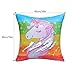 Basumee Unicorn Sequin Pillow with Insert,16 Flip Sequin Cushion Unicorn Party Decor(Rainbow/Silver)