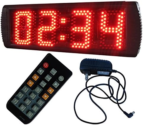 AZOOULarge 5-inch 4 Digits LED Race Timing Clock Countdwon or Up Timer 12/24 Hours Minutes Clock