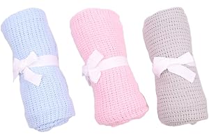 KAILIKETIY 3pcs Cellular Blanket Soft Receiving Blankets for Newborn Boys and Girls Lightweight Breathable for