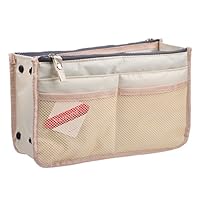 Vercord Updated Purse Handbag Organizer Insert Liner Bag in Bag 13 Pockets Milky Beige Large