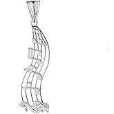 Claddagh Gold Fine Vertical Musical Notes Charm Pendant in Sterling Silver