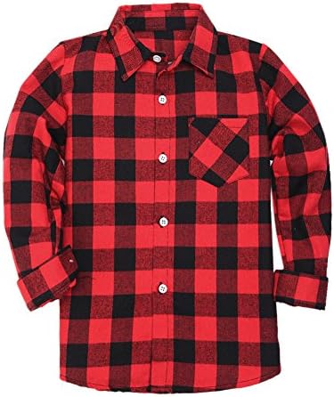 SANGTREE Men & Boy Flannel Plaid Button Down Shirt, 3 Months - Men 9XL
