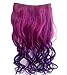 CJESLNA Fashion Sexy Two Tone Long Curl/Curly/Wavy Clip in Hair Extensions Pieces Wig Girls, Shade Hot Pink to Dark Purplethumb 2