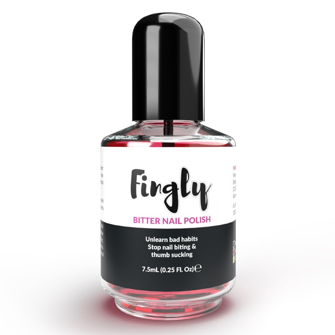 Fingly Anti Nail Biting Polish - Nail Biting Prevention for Adults & Kids, Thumb Sucking Prevention for Children with Natural Ingredients, 0.25 Fl Oz
