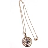 SIFRIMANIA St Benedict Medal 18k Gold Plated 18 Inch Chain San Benito Religious Necklace