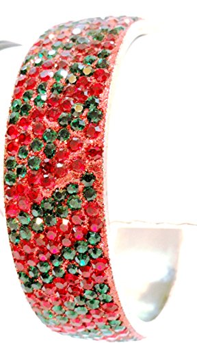 Indian Maroon Green Multicolor 7 Line Lac Crystal Metal Frame Bangle Bracelet Single piece (199.4)