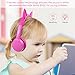 Kids Headphones, Vogek 2 in 1 Cat/Bunny Ear Wired On-Ear Headphones Headsets with 85dB Volume Limited, Children Headphones for Kids - Pink