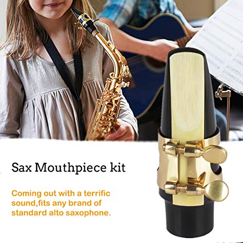 Alto Saxophone Mouthpiece Kit, Saxophone Mouthpiece with Metal Ligature, Saxophone 2.5 Reeds, Cushions and Plastic Cap