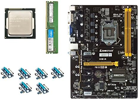 Build Your Own Barebones Mining Rig Bundle with BIOSTAR H81 CryptoCurrency Mining Motherboard – Includes Intel G1820 CPU, 4GB DDR3 RAM and PCI-e Risers – Choose from 860-1500W Power Supply, SSD &amp; Case