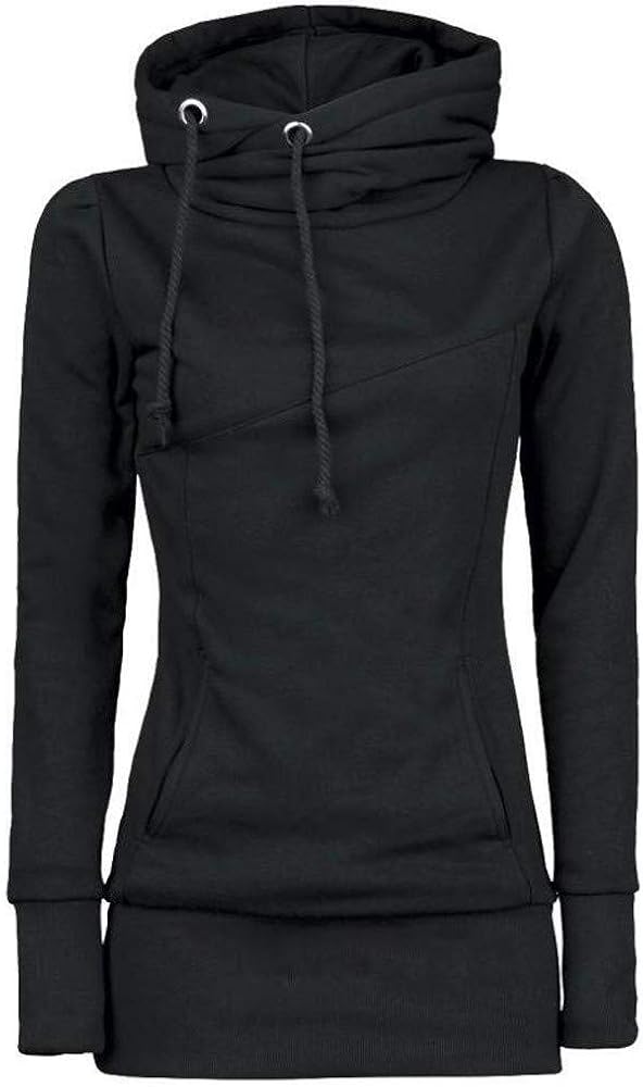 Sudadera con Capucha Larga Mujer Manga Cuello Señoras Alto Mode De
