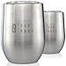 BAR NONE Wumbler Set of 2 | Stainless Steel Wine Tumbler with Lid Insulated Wine Glasses Insulated Wine Tumbler with Lid Wine Tumblers Metal Wine Cups Stemless Wine Tumbler (Stainless Steel, 12 oz)