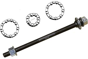 CYCLEZ 3/8'' x 175mm Rear Coaster Hub Axle Replacement Includes Hub Bearing Retainers for Most Beach Cruisers, Lowrider Bikes and Kids Bicycles with Rear Coaster Brake Wheels, Black