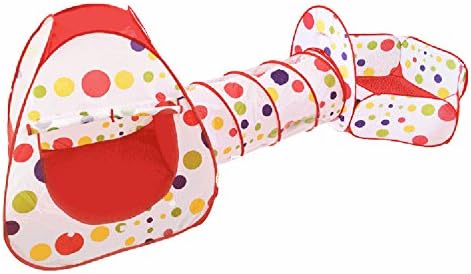 3-Piece Kids Play Tent Set Craw Tunnel and Ball Pit with Basketball Hook Playhouse for Indoor and Outdoor Use with Carry Bag (Red)