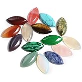 LE SKY 20 Pcs Natural Stone Cabochons Marquise Shape Mixed Crystal Agate Stone No Hole for Jewelry Making Pendant Ring