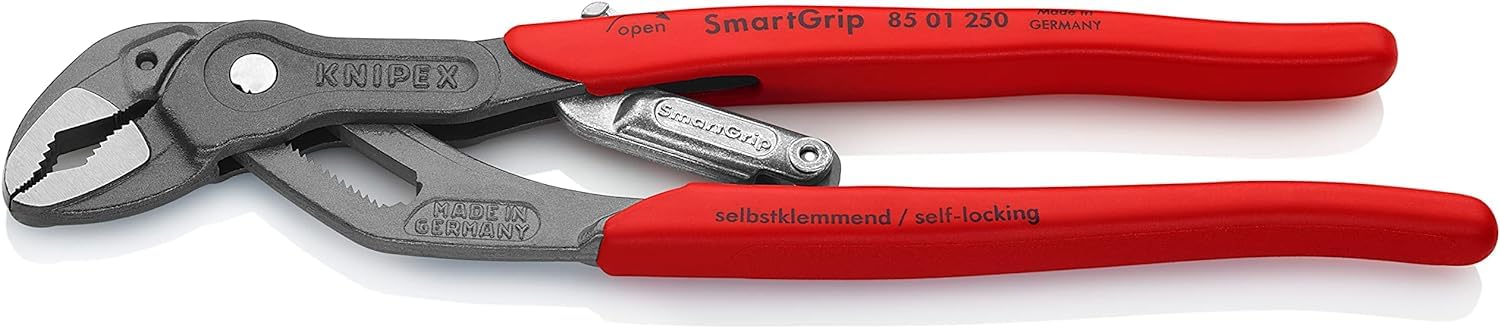 KNIPEX Smartgrip Water Pump Pliers with Automatic Adjustment Self-Service Card with Non-Slip Plastic Coating 250 mm, 85 01 250 SB