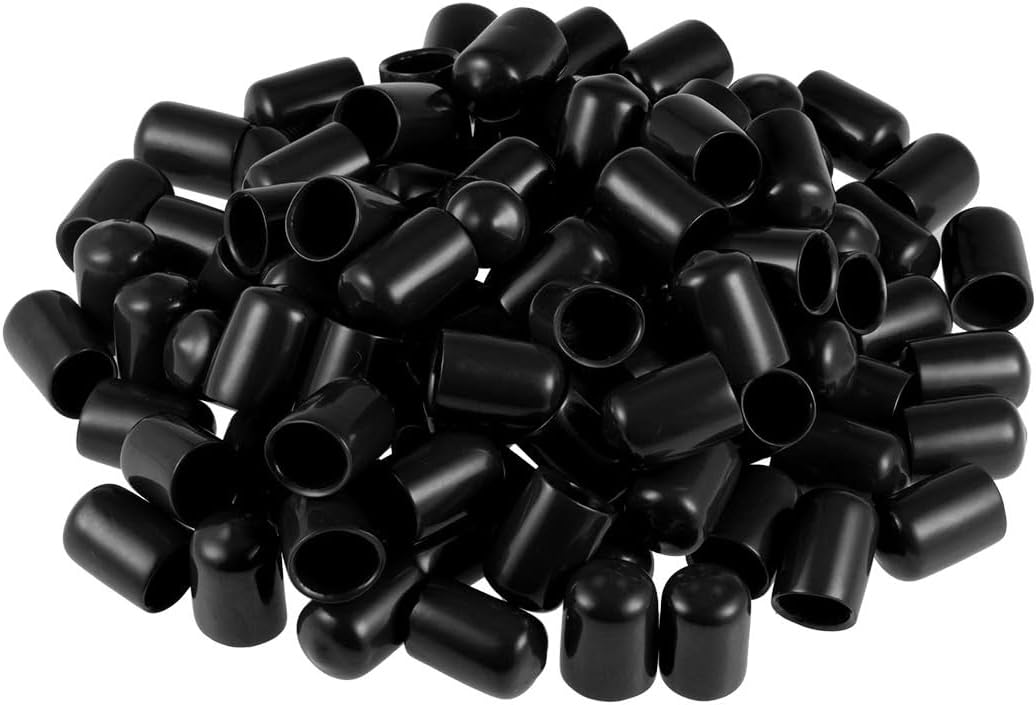 MACHSWON 100pcs Rubber End Caps 12mm ID, Vinyl Round End Cap Cover Screw Thread Protectors Tube Bolt Cap for protection of Screws Tubes Cables Wires, etc — image 1
