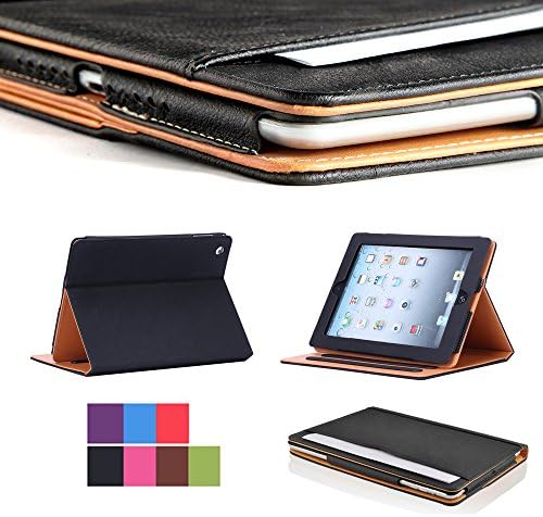 I4UCase Apple iPad 9.7 Inch 2018(6th Generation) Case - Soft Leather Stand Folio Case Cover for iPad 9.7 Inch, with Multiple Viewing Angles, Auto Sleep/Wake, Document Card Pocket (Black)