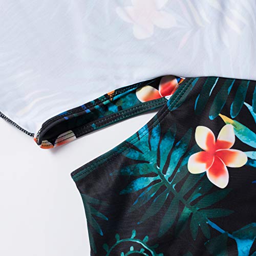 Maternity Bikinis Tankini Floral Flouncing Swimsuit One Piece Beachwear Green with Ivory Flower S