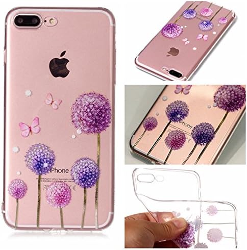 anzeal iPhone 8 Plus Case,iPhone 7 Plus Case, TPU Rubber Gel Shock-Absorption Bumper, Anti-Scratch Transparent Back Silicone Back Cover for iPhone 7 Plus/iPhone 8 Plus Dandelion