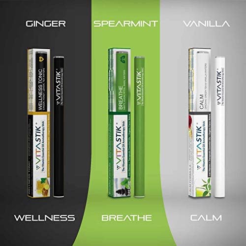 Vitamin Essential Oil Diffuser Stick - VITASTIK 3 PACK - Just $11 per/stik - Organic Vitamins C, B12, CoQ10 - World Famous Personal Aromatherapy Diffuser (RESCUE WATERS PACK) WELLNESS, BREATHE, CALM