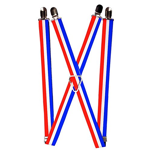Blue White Red Horizontal Stripes Suspenders
