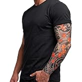 INKARTLINK Tattoo Arm Sleeves, Cherry Blossom Fake Tattoos Sleeves to Cover Arms Sun Protection, Waves Body Art Stockings Protector for Men and Women
