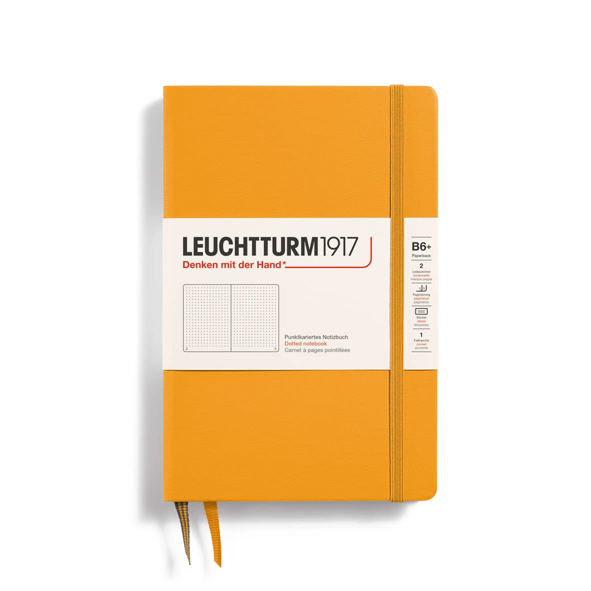 LEUCHTTURM1917 368497 Notebook Paperback (B6+), Hardcover, 219 Numbered Pages, Rising Sun, Dotted — image 1