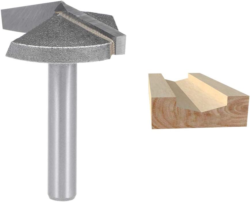 sourcing map 150 Degree V-Groove Router Bit 32mm Dia with 6mm Shank, Titanium Steel Tipped V Grooving Bit (Gray) - Image 4