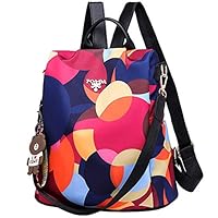 INTVN Women Backpack Ladies Rucksack Colorblock Waterproof Nylon Anti-theft Student Bag Soft Wearable Versatile Shoulder Bag