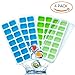 Lookka Ice Cube Trays with Lids, Easy-Release Silicone and Flexible 14-Ice Trays with Spill-Resistant Removable Lid, 4-Pack Ice Cube Molds for Whiskey, Cocktail, Beverages (Blue & Green)
