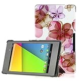 SPARIN Folio Case Cover for Google Nexus 7 FHD 2nd Gen 2013 Android 4.3 Tablet, with Auto Wake / Sleep Feature - Lucky Flower