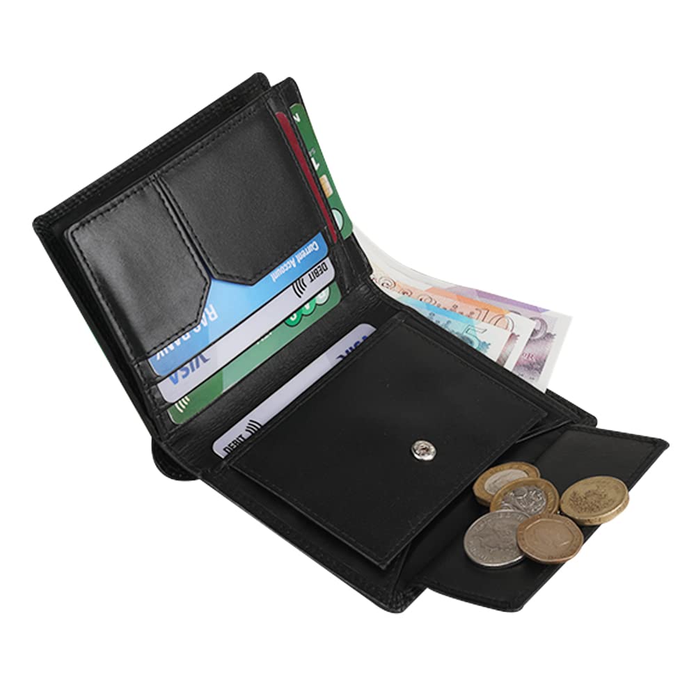 STARHIDE Men's Black Real Leather Wallets RFID Blocking Contactless Protection Bifold Multi Card Holder Organizer Wallet 2015