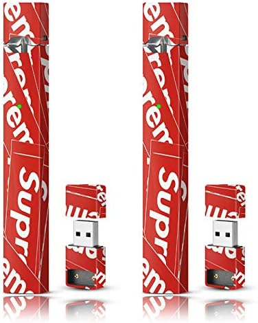 Trendiees 2 Pack - Juul Skin Wrap Vinyl Sticker Decal | JUUL Charger Skin & Prep Pad (Red Supreme Sticker)