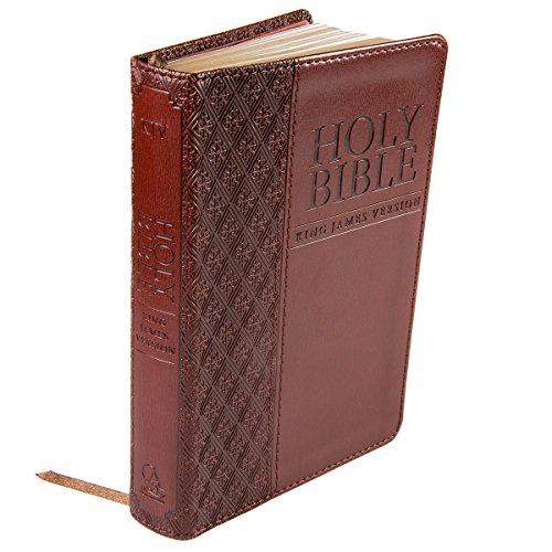 KJV Holy Bible Compact Bible Brown Faux Leather Bible W Ribbon 