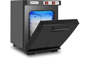 DEPFALL Mini Hot Towel Warmer, 5L Small Hot Towels Cabinet, 2-in-1 Spa Towel Warmers for Facials, Bathroom, Barber, Salon, Esthetician, Beauty, Upgrade Fast Heating Aluminum Interior, Black