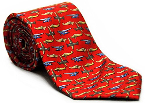 Airplane Silk Twill Novelty Tie (Red)