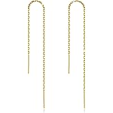 Sterling Silver Threader Chain Dangle Earrings,Versatile & Comfortable Hypoallergenic Silver Earrings 4.8 Inches