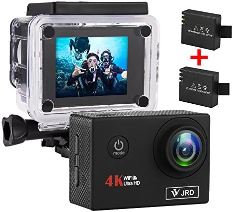 4K Action Camera FHD 1080P Wifi Waterproof Sports Camera Camcorder, 2.0 Inch LCD Display 170° Ultra Wide Angle Lens with 2 Rechargeable 900 mAh Batteries and Full Accessories Kit