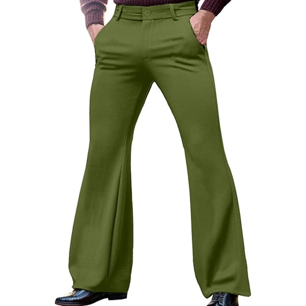 Cambkatl Men's Bell Bottom Flares Pants 60s 70s Vintage Bootcut