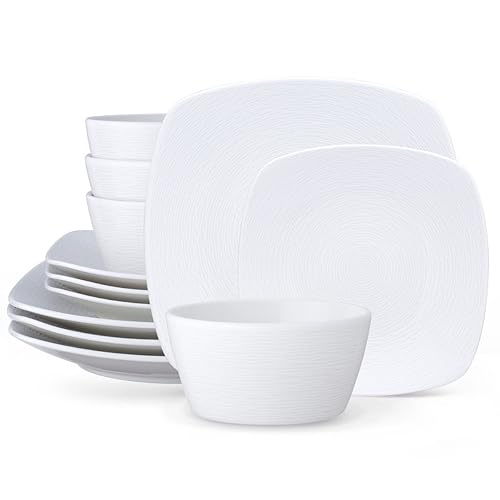 Noritake Colorscapes White-on-White Swirl 12-Piece Square