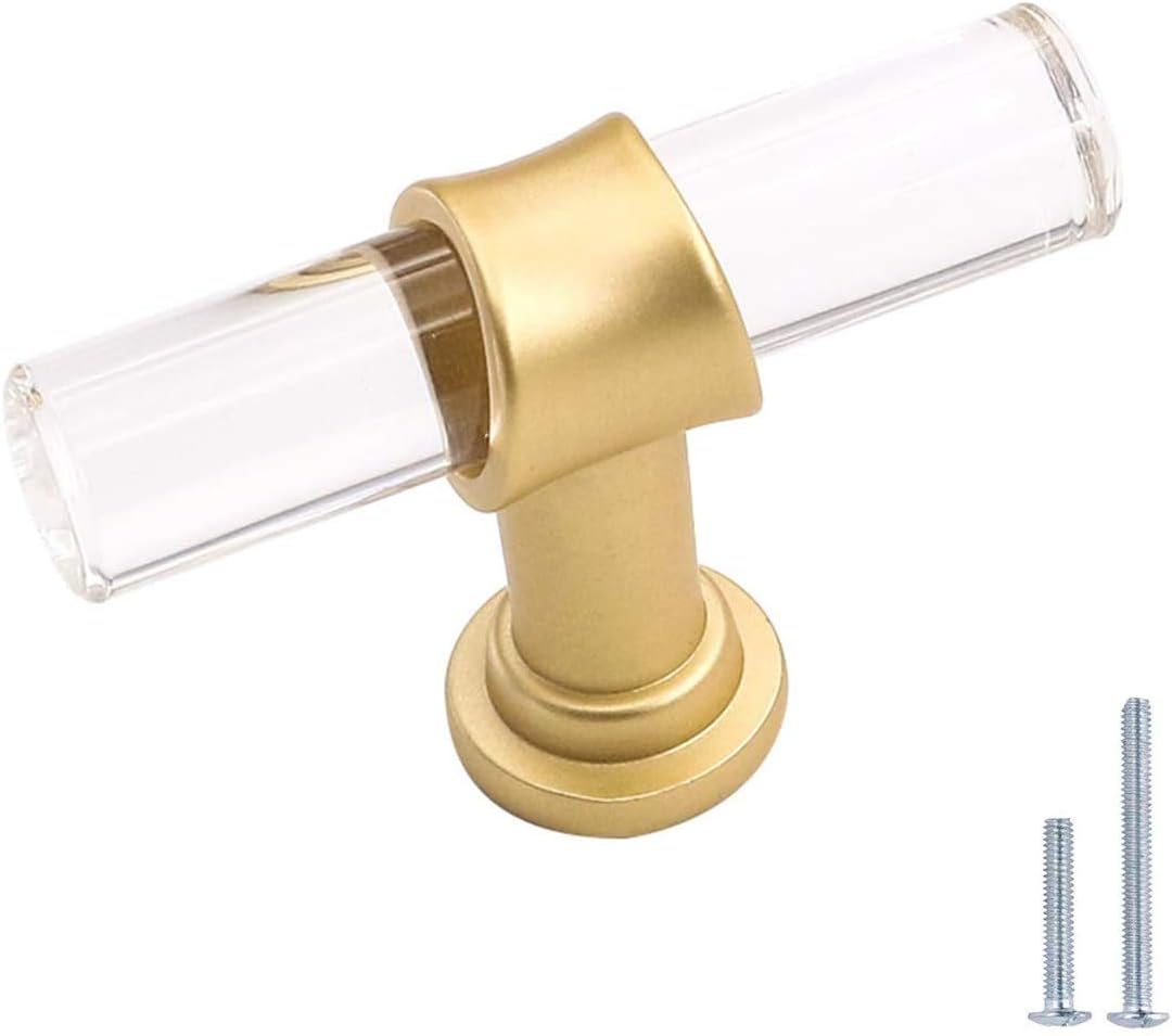 30 Pack Peaha Kitchen Cabinet Knobs Acrylic Drawer Knobs Brushed Brass Cabinet Hardware Lucite Drawer Knobs Single Hole 2in Length Amazon Co Uk Diy Tools