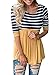 Liyuandian Womens Striped Flared Hem Ruffle 3/4 Sleeve Loose Peplum Babydoll Tunic Tops