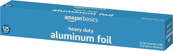 AMAZON BASICS HEAVY DUTY ALUMINUM FOIL FOR COOKING, GRILLING, FOOD STORAGE, ROASTING, 125 SQ FT (PACK OF 1)