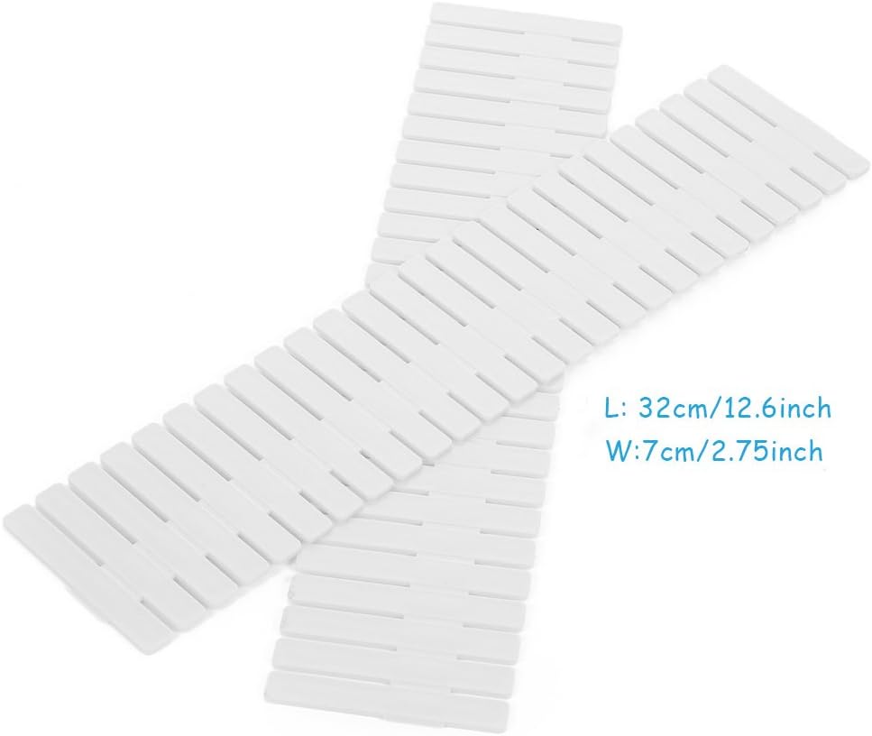 Onerbuy 8pcs Adjustable Grid Drawer Dividers DIY Plastic Closet Separator Tidy Organizer Container for Underwear Socks Belt Office Supplies (White) - Image 3