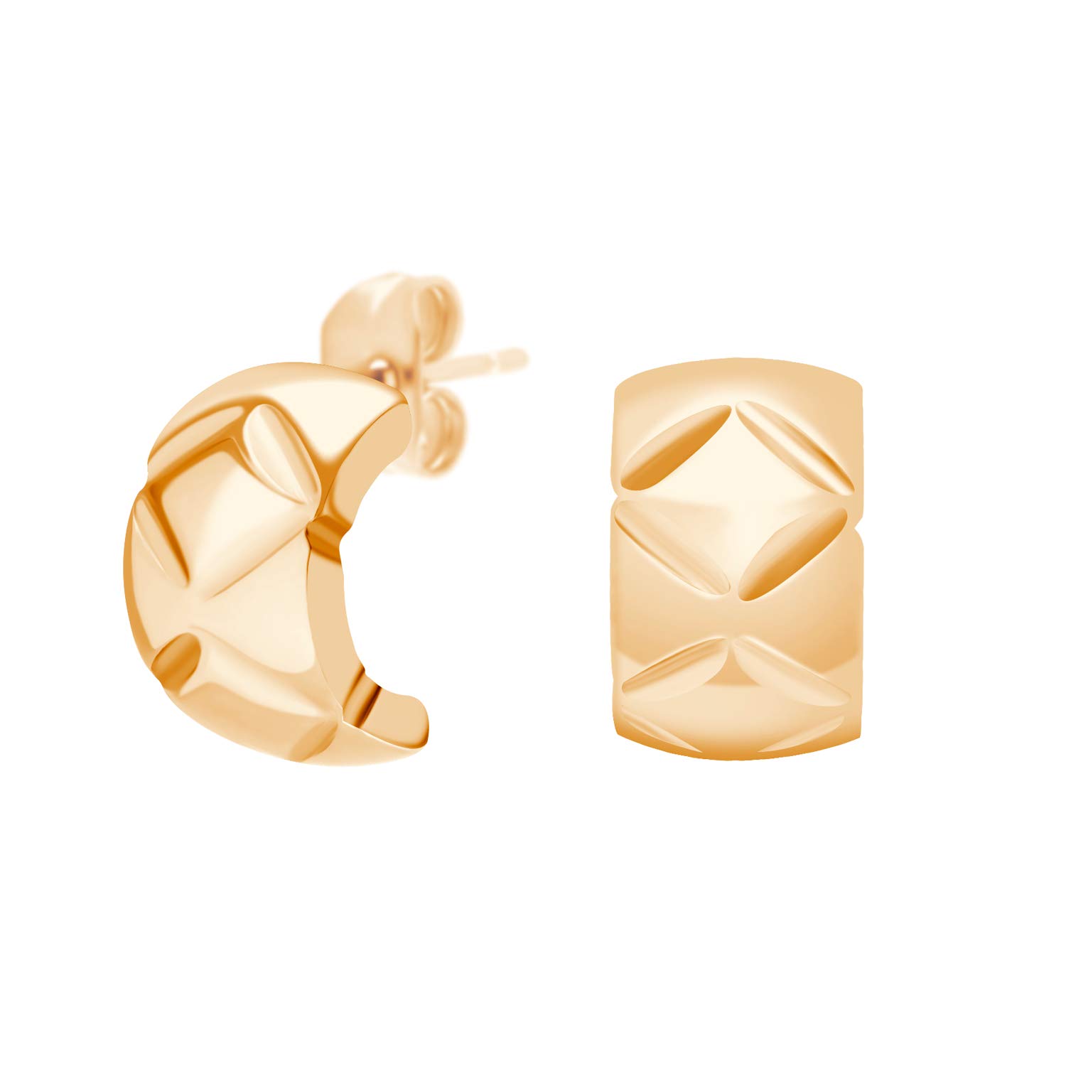 555Jewelry Stainless Steel Thick C Shaped Huggie Earrings for Women, Hoops Earrings for Women, Hypoallergenic Chunky Hoop Earrings, Huggie Hoop Earrings, Open Hoop Earrings for Women, Rose Gold