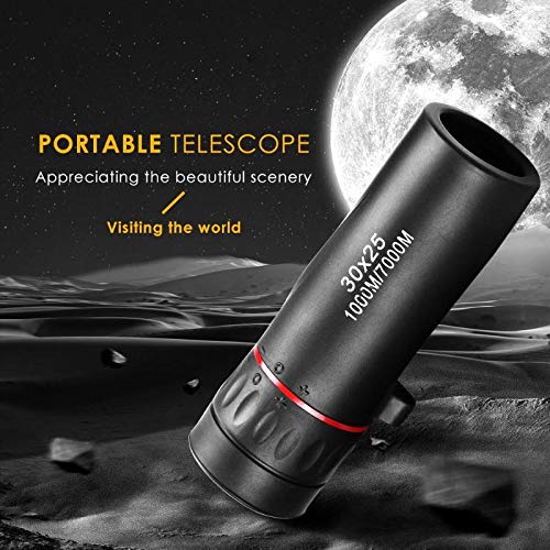 Meka-supplies - 30x25 Optical Monocular Low Night Vision Waterproof Mini Portable Focus Telescope Zoomable 7X Scope For Travel Hunting