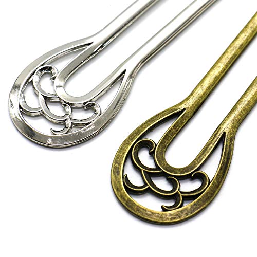 VIEEL U-shaped Metal Fashion Hairpin Hair Clip Clamps Accessories 6.3 inches Fork Hairpin Barrettes Pin Ponytail Holder for Girls Womens - Thumbnail 3