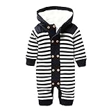 ZOEREA Infant Newborn Baby Romper Sweaters Velvet Knitted Hooded Striped