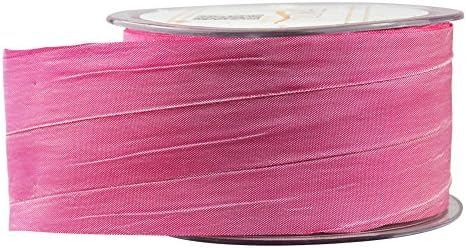 Fowod Crinkle Fabric Ribbon,22 Yard/66 Feet,2 Inch Wide (Rosa)
