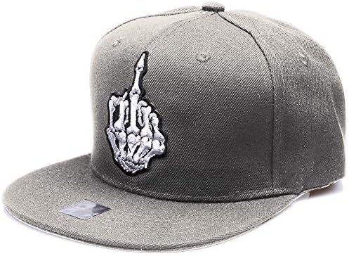 RufnTop Unique Embroidered, Patch Adjustable Flat Bill Baseball Punk Hat Snapback Cap(One Size)